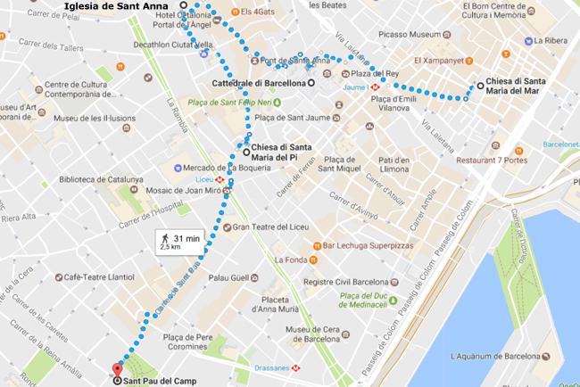 Itinéraire touristique de Barcelone 